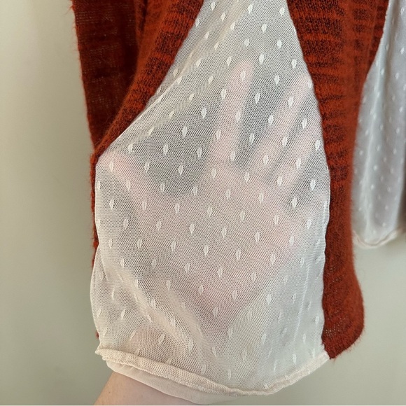 Ryu M/L Boho Sweater Bell Sleeve Cottagecore Hippie Mixed Media Artsy Rust Orang - Picture 7 of 15